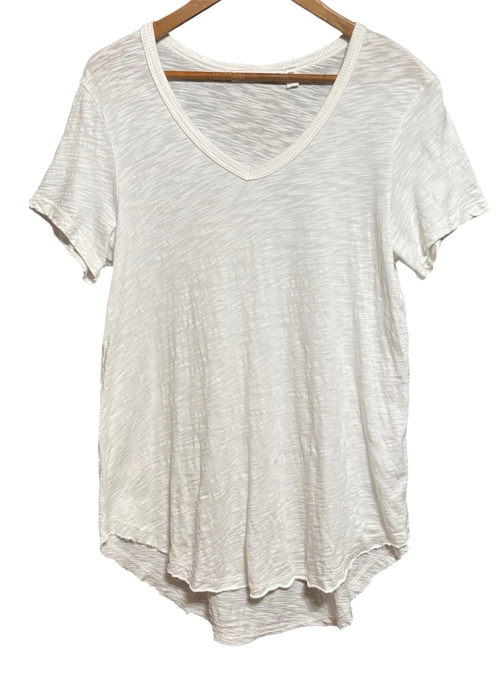 Wilt White Slub V-Neck Short Sleeve Tee